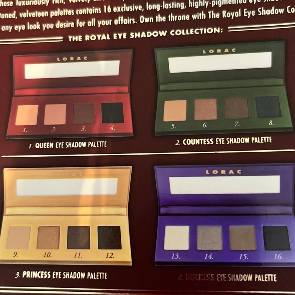 LORAC The Royal Collection of 4 eyeshadow sets. - Picture 2 of 2